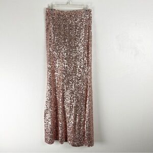 BADGLEY MISCHKA Belle 2 Blush Mermaid Long Lined Sequins Skirt, Size 2